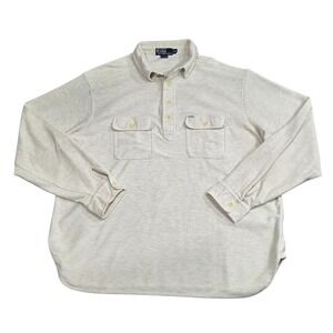 Vintage Polo Ralph Lauren Mens 1/4 Bottom Cargo Pocket Long Sleeve Heavy XXL Vtg